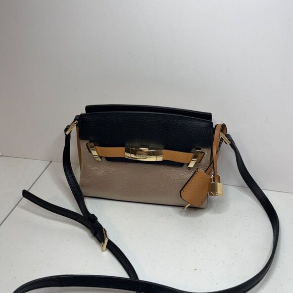 Calvin Klein Brooke Multi Color Pebbled Leather Satchel Crossbody Bag Designer - Picture 4 of 13